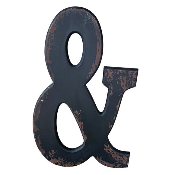 Ampersand & Black Distressed Wall Decor Hanging - Picture 1 of 7